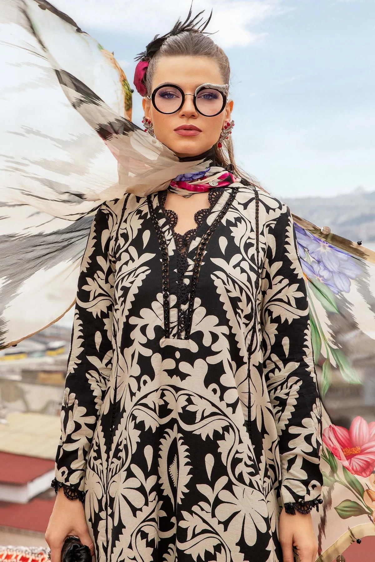MARIA B - 3 Piece Unstitched Printed Lawn Suit | CMU-07-BB - Image 4