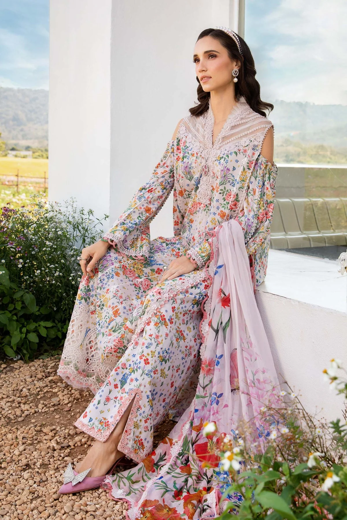 MARIA B - 3 Piece Unstitched Printed Lawn Suit | MPT-2507-A - Image 6