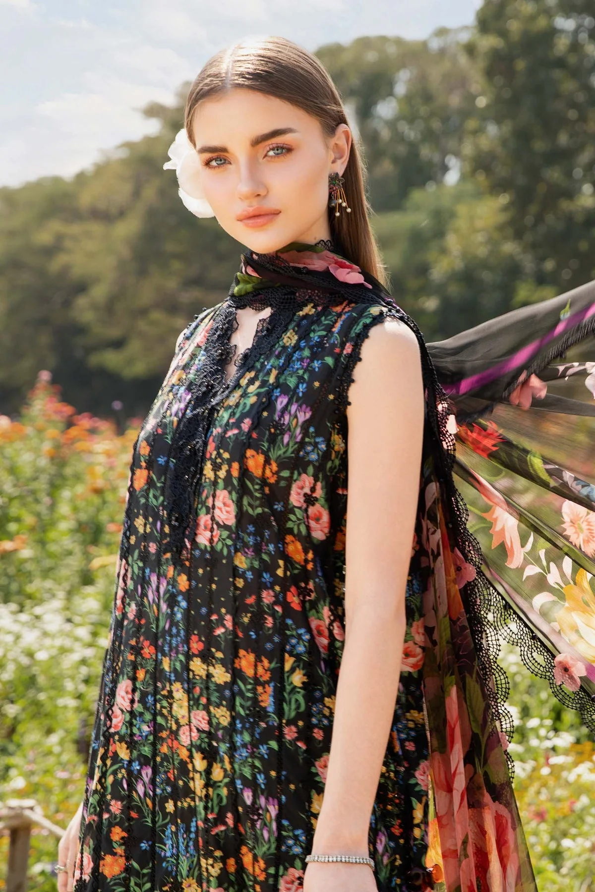 MARIA B - 3 Piece Unstitched Printed Lawn Suit | MPT-25-B - Image 3