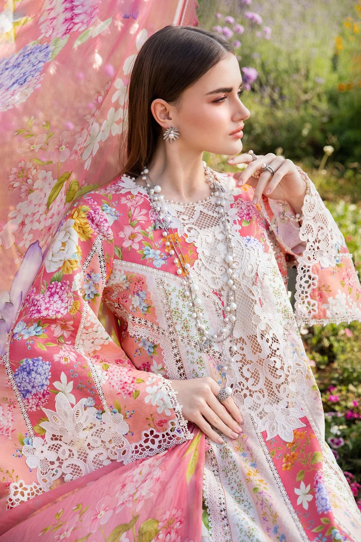 MARIA B - 3 Piece Unstitched Printed Lawn Suit | MPT-2509-B - Image 3