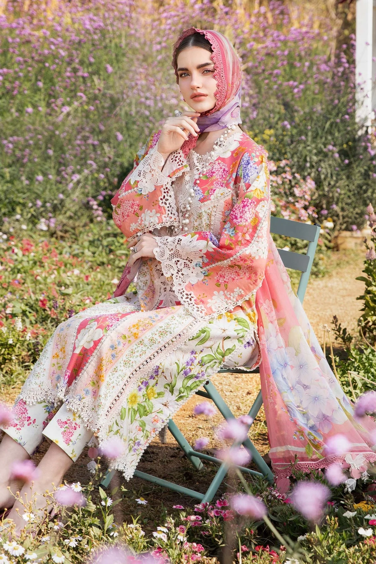 MARIA B - 3 Piece Unstitched Printed Lawn Suit | MPT-2509-B - Image 4