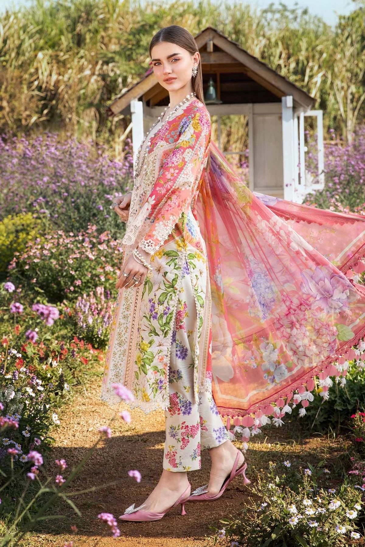 MARIA B - 3 Piece Unstitched Printed Lawn Suit | MPT-2509-B - Image 5