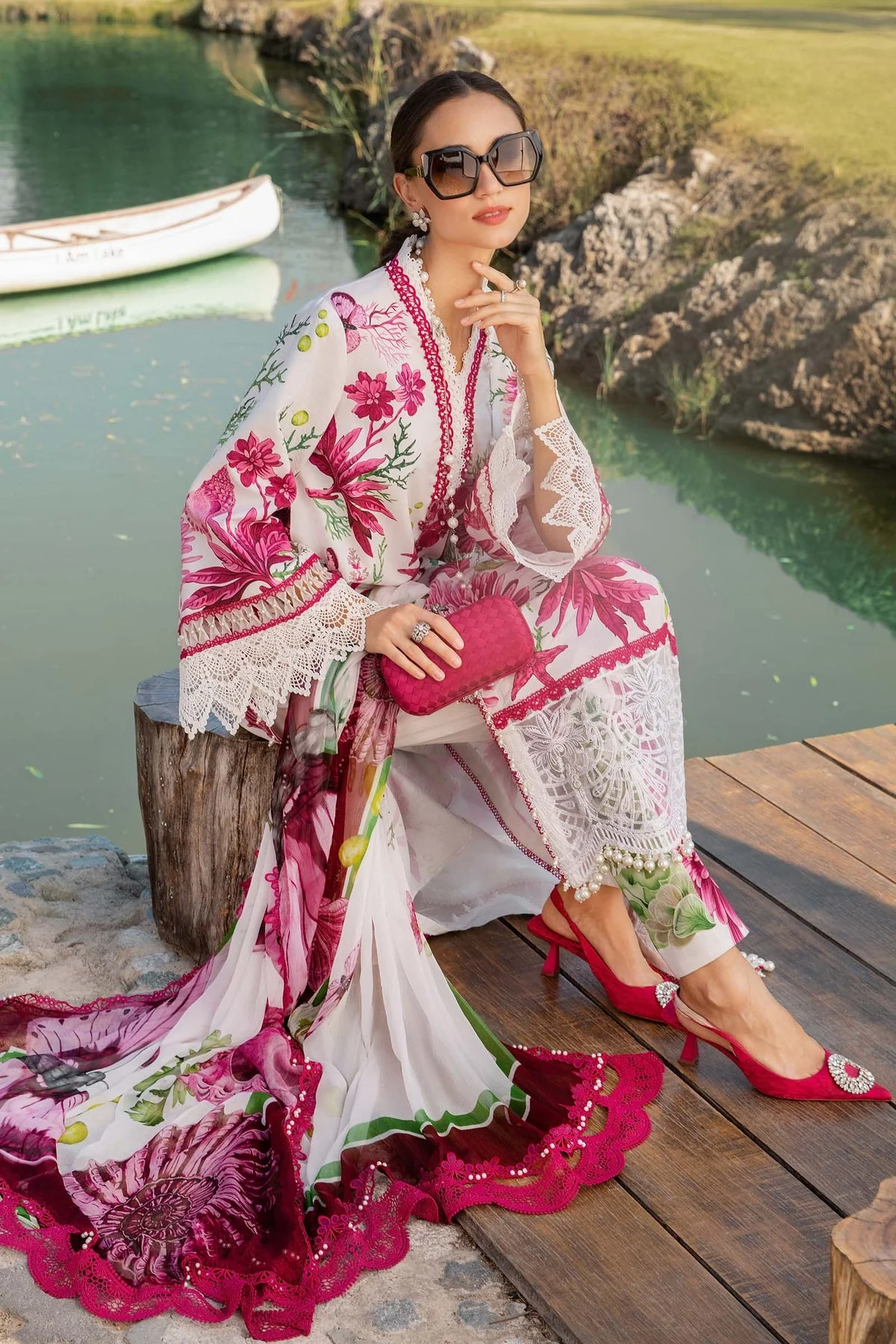 MARIA B - 3 Piece Unstitched Printed Lawn Suit | MPT-2510-A - Image 4