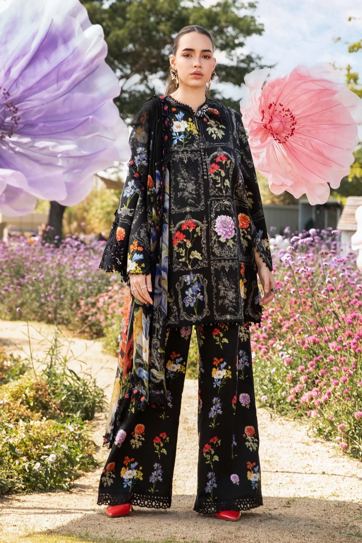 MARIA B - 3 Piece Unstitched Printed Lawn Suit | MPT-2511-B - Image 3
