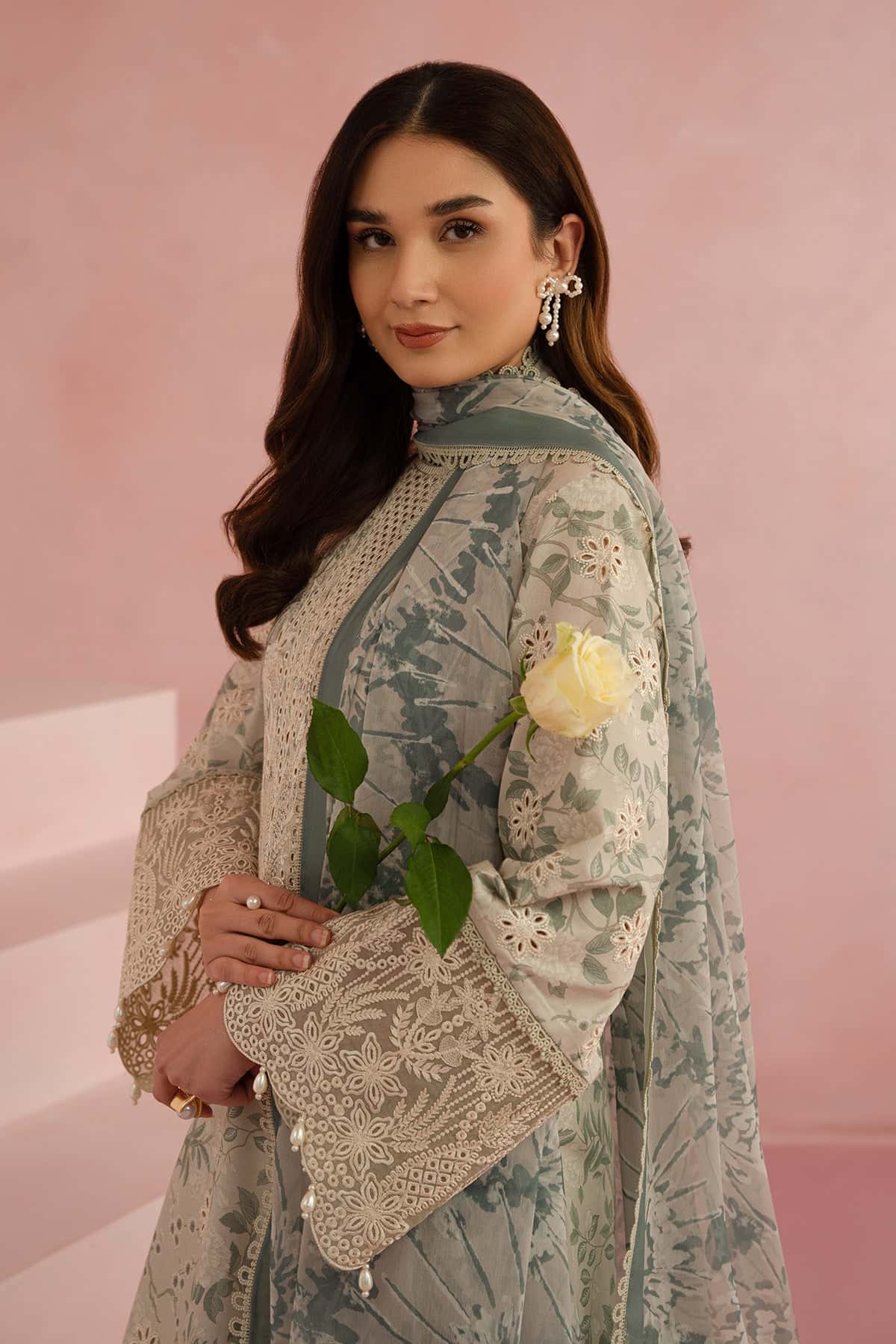 AFROZE -3 Piece Unstitched Chickenkari Embroidered Lawn Suit | Kylon - Image 3