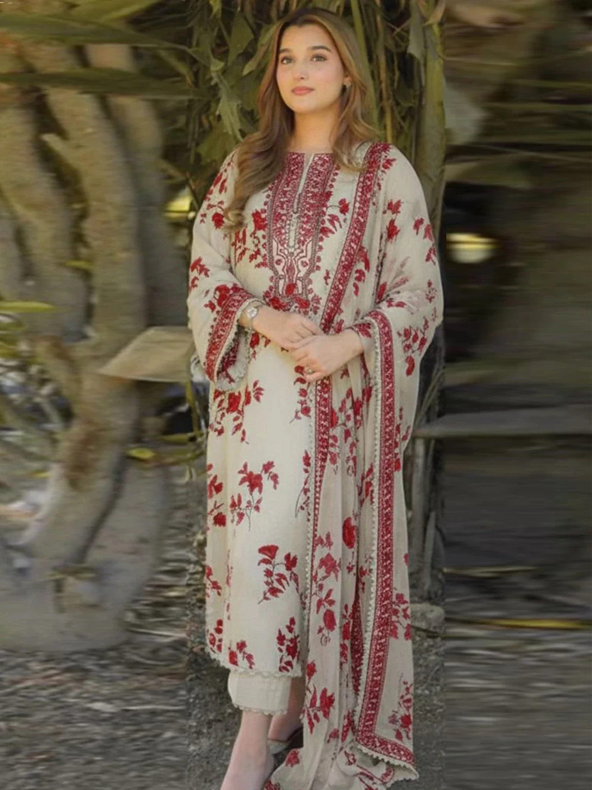 ANEELA - 3 Piece Unstitched Embroidered Lawn Suit - 26 A - Image 4