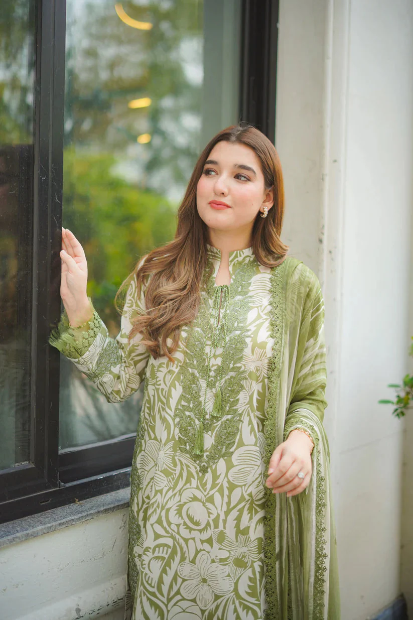 ANEELA - 3 Piece Unstitched Embroidered Lawn Suit - GP-01 - Image 4