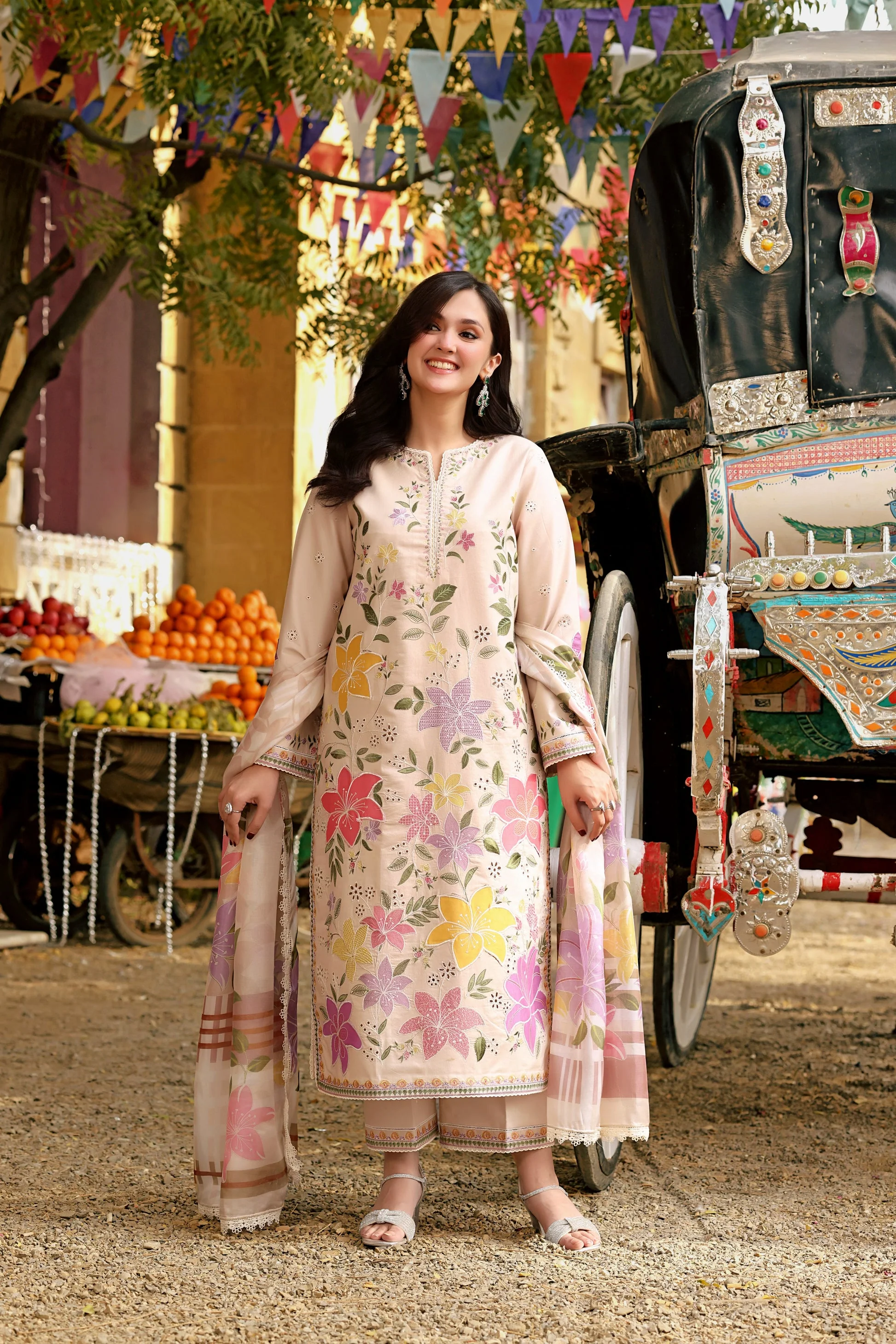 Aneela - Luxury Lawn Embroidered Unstitched 3 Piece - LUX-26-01 - Image 2