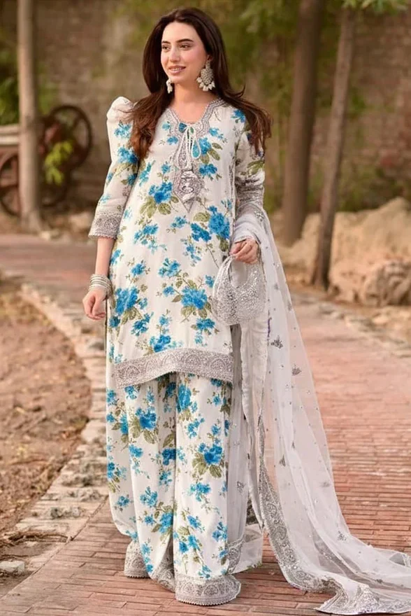 Aneela's Collection Luxury LAWN Embroidered 3 Piece Unstitched - EID-02