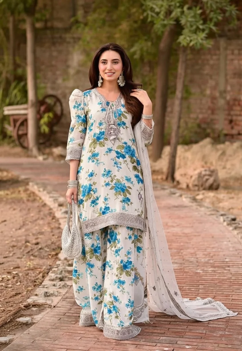 Aneela's Collection Luxury LAWN Embroidered 3 Piece Unstitched - EID-02 - Image 2