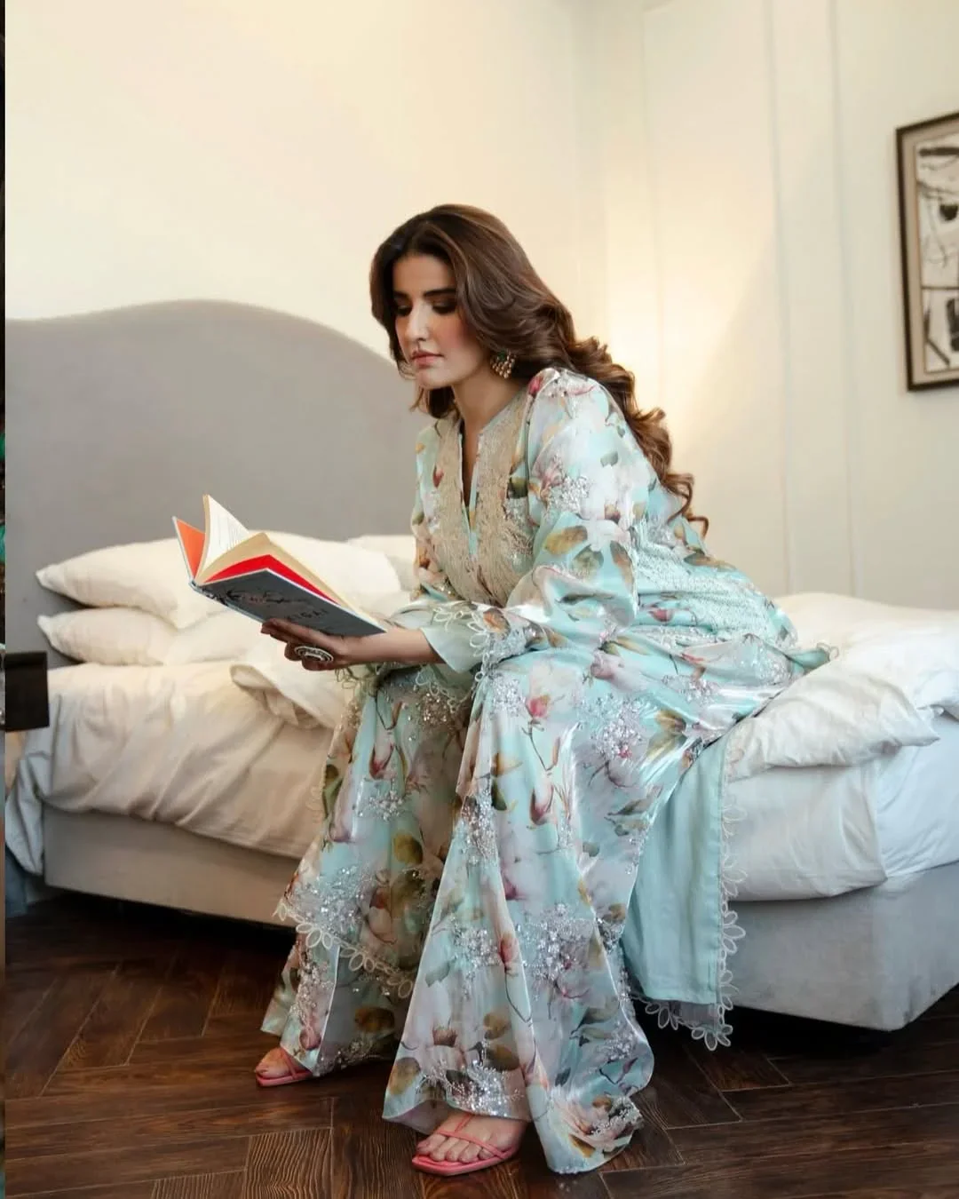 Aneelas Embroidered Lawn 3 Pc Unstitched Collection ICE BLUE - Image 2