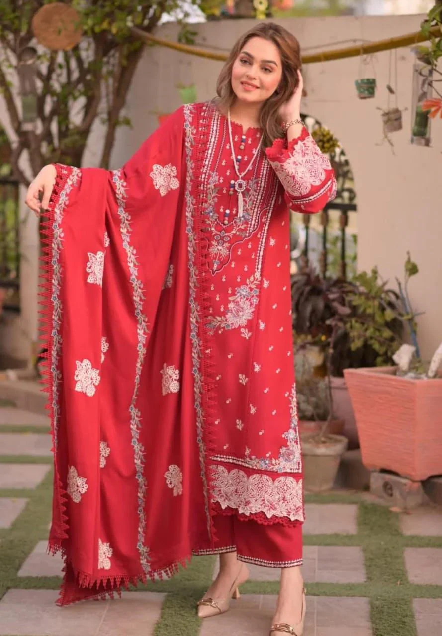 Aneelas - Luxury Lawn Embroidered 3 Piece Unstitched - AN124