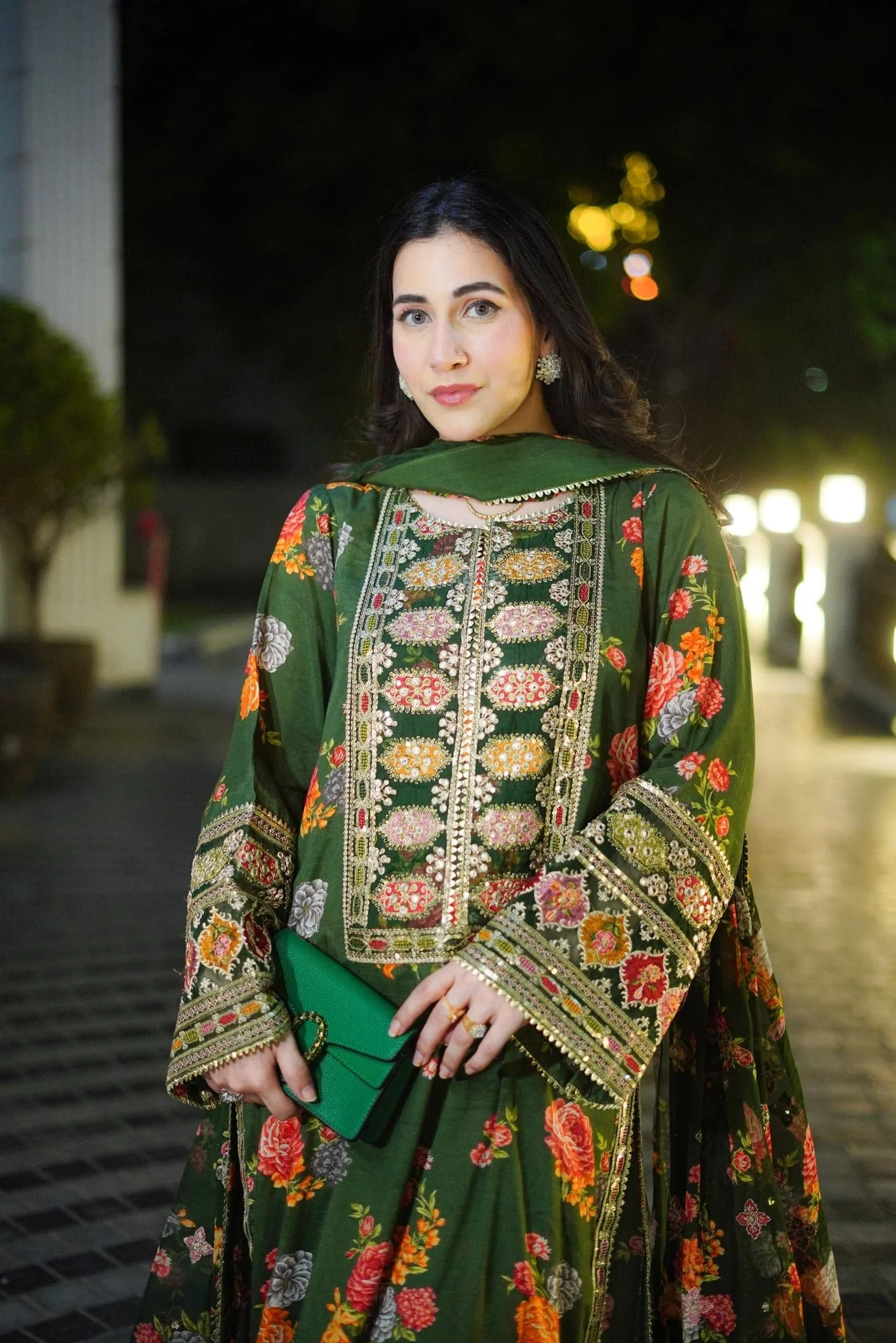 Aneelas Luxury Silk 3 Piece Unstitched -GREEN - Image 4