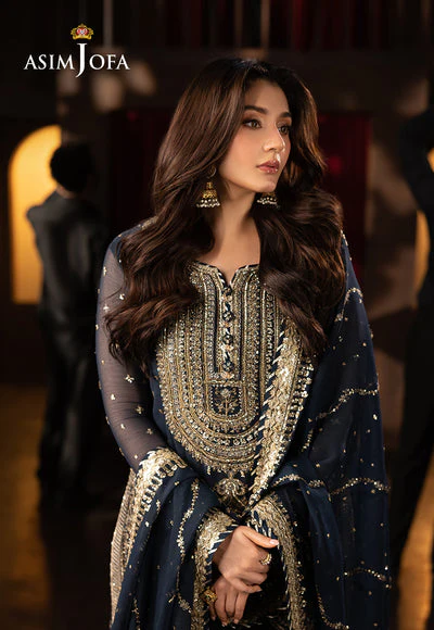 Asim jofa - 3PC CHIFFON EMBROIDERED WITH EMBROIDERED DUPATTA - AJFO-02 - Image 3