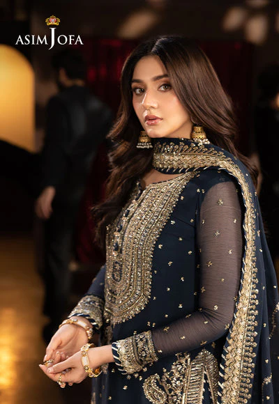 Asim jofa - 3PC CHIFFON EMBROIDERED WITH EMBROIDERED DUPATTA - AJFO-02 - Image 4