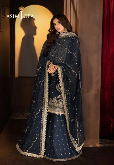Asim jofa - 3PC CHIFFON EMBROIDERED WITH EMBROIDERED DUPATTA - AJFO-02 - Image 5