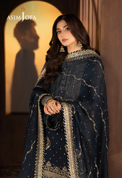 Asim jofa - 3PC CHIFFON EMBROIDERED WITH EMBROIDERED DUPATTA - AJFO-02 - Image 6