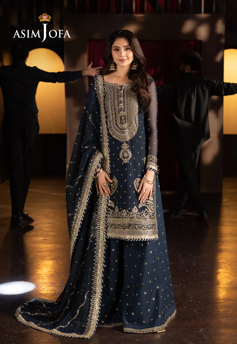 Asim jofa - 3PC CHIFFON EMBROIDERED WITH EMBROIDERED DUPATTA - AJFO-02 - Image 7