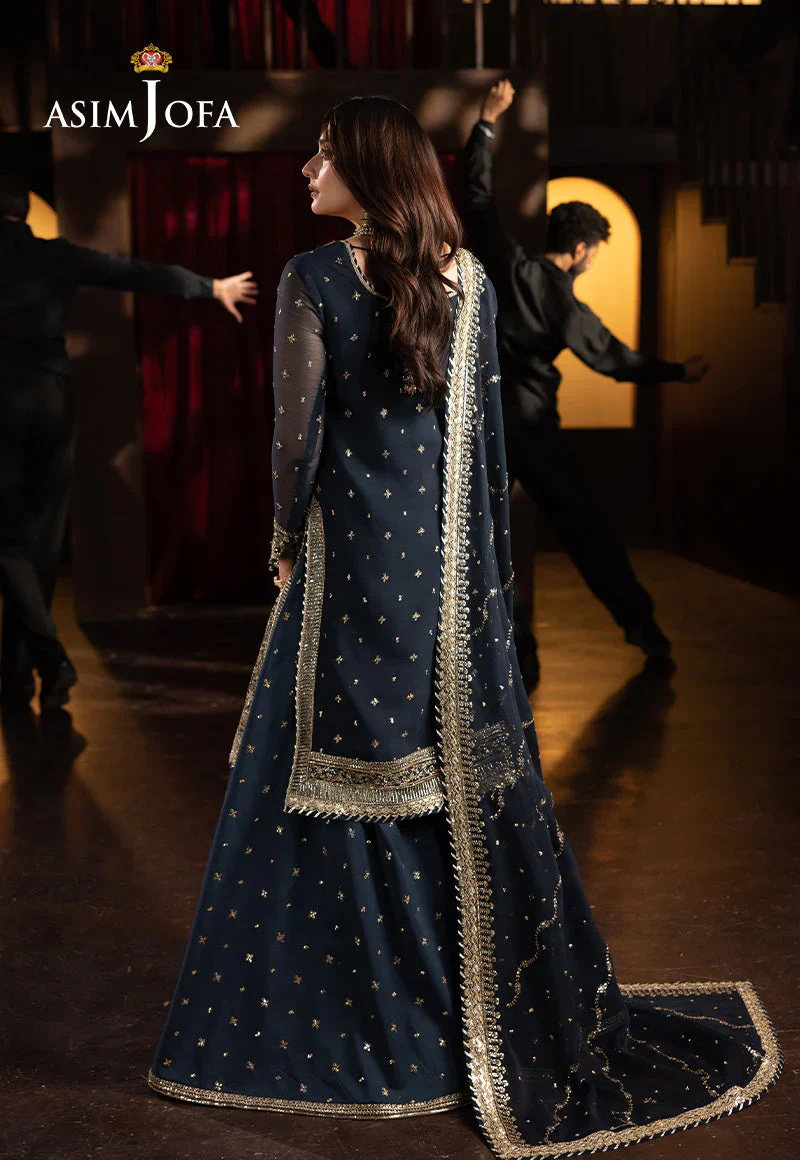 Asim jofa - 3PC CHIFFON EMBROIDERED WITH EMBROIDERED DUPATTA - AJFO-02 - Image 8