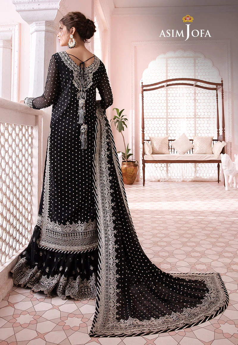 Asim jofa - 3PC UNSTITCHED CHIFFON EMBROIDERED WITH EMBROIDERED DUPATTA AND LEHNGA - CHANDANI - 21 - Image 10