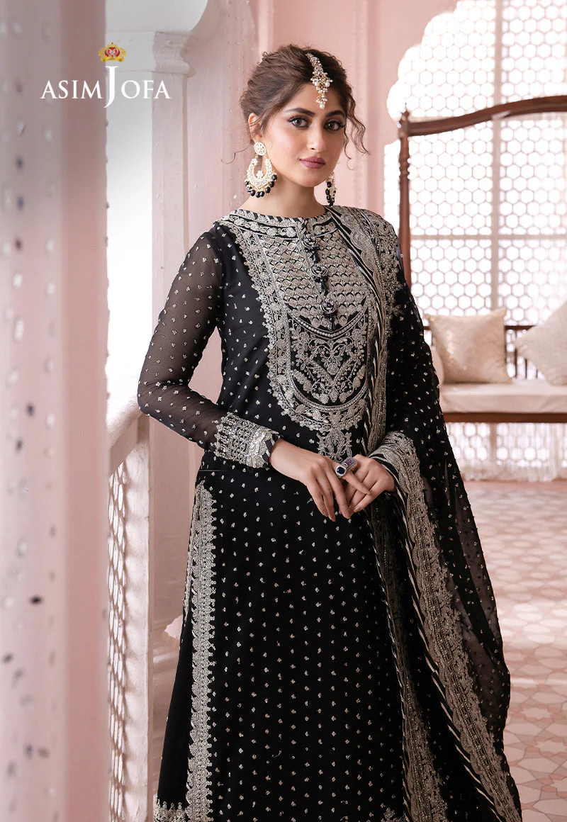 Asim jofa - 3PC UNSTITCHED CHIFFON EMBROIDERED WITH EMBROIDERED DUPATTA AND LEHNGA - CHANDANI - 21 - Image 2