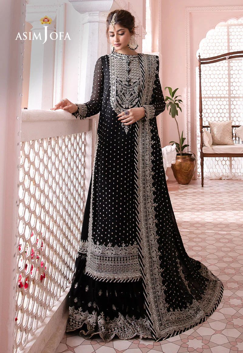 Asim jofa - 3PC UNSTITCHED CHIFFON EMBROIDERED WITH EMBROIDERED DUPATTA AND LEHNGA - CHANDANI - 21 - Image 3