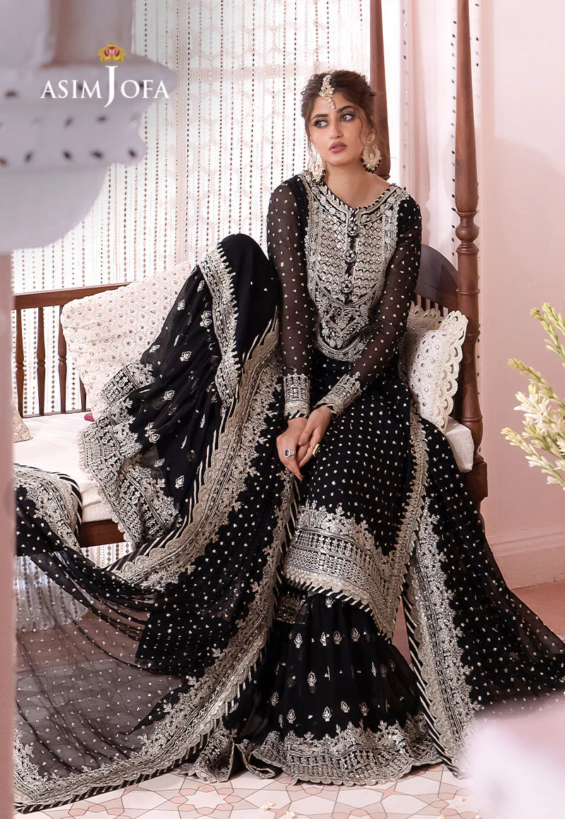 Asim jofa - 3PC UNSTITCHED CHIFFON EMBROIDERED WITH EMBROIDERED DUPATTA AND LEHNGA - CHANDANI - 21 - Image 4