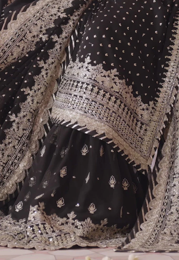 Asim jofa - 3PC UNSTITCHED CHIFFON EMBROIDERED WITH EMBROIDERED DUPATTA AND LEHNGA - CHANDANI - 21 - Image 8