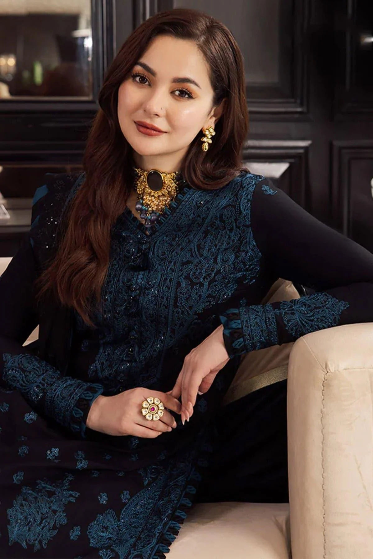 ASIM JOFA - 3PC LAWN EMBROIDERED SHIRT WITH CHIFFON EMBROIDERED DUPATTA AND TROUSER - HZG1609 - Image 3
