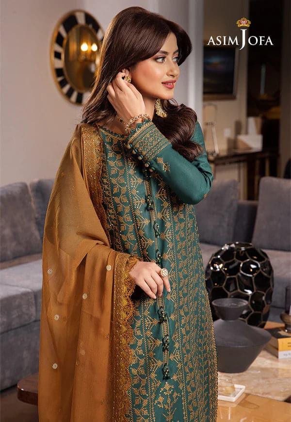ASIM JOFA - 3PC Lawn EMBROIDERED SHIRT WITH EMBROIDERED DUPATTA AND TROUSER - KPR3018 - Image 3