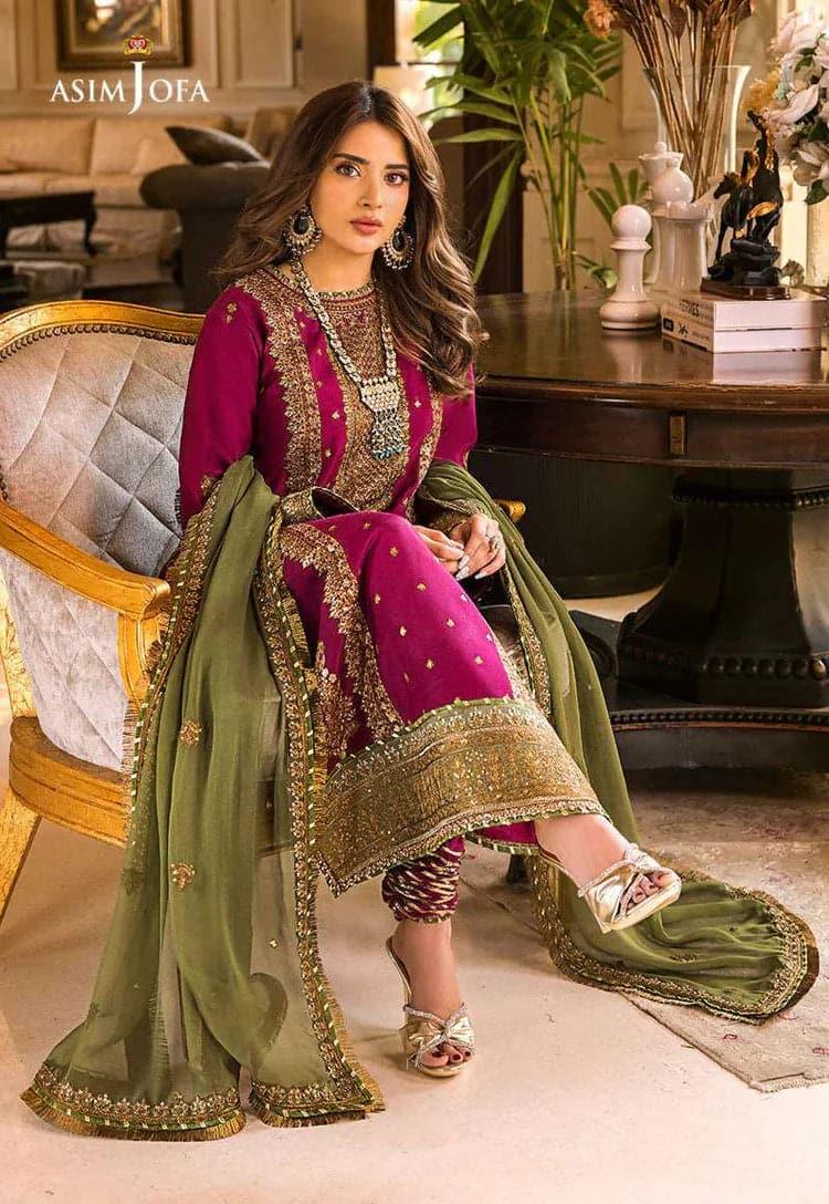 ASIM JOFA - 3PC LAWN EMBROIDERED SHIRT WITH Embroidered DUPATTA AND TROUSER - KPR3019 - Image 6