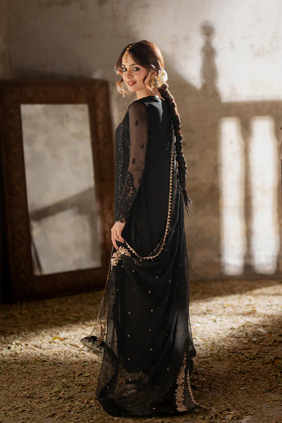 AZURE - 3PC CHIFFON EMBROIDERED WITH EMBROIDERED DUPATTA AND TROUSER -Midnight Veil - Image 10