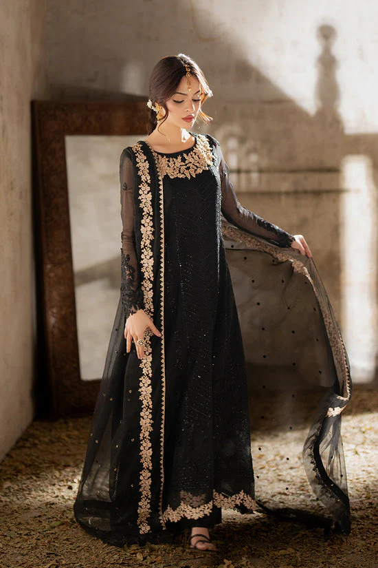 AZURE - 3PC CHIFFON EMBROIDERED WITH EMBROIDERED DUPATTA AND TROUSER -Midnight Veil - Image 11