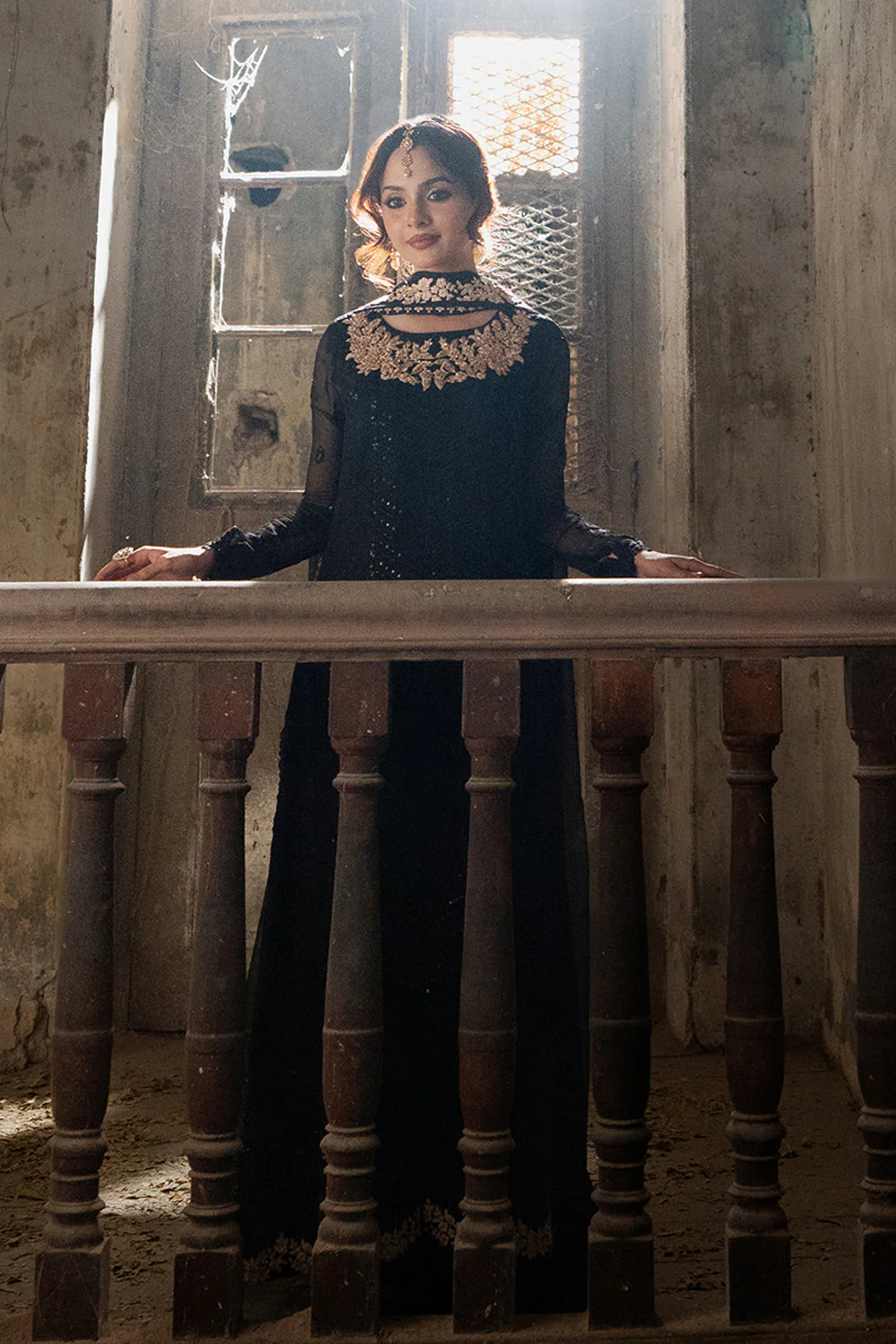 AZURE - 3PC CHIFFON EMBROIDERED WITH EMBROIDERED DUPATTA AND TROUSER -Midnight Veil - Image 8