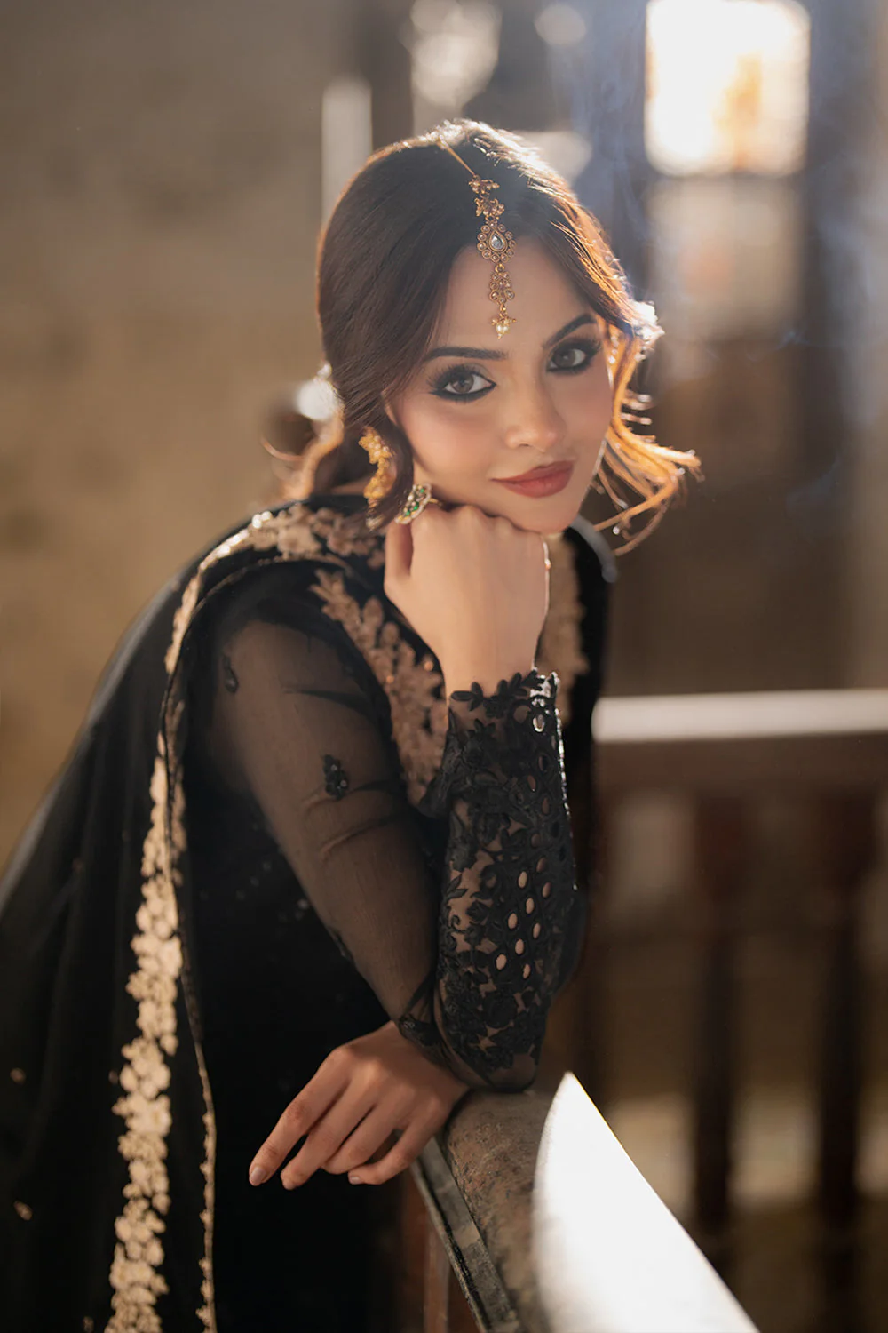 AZURE - 3PC CHIFFON EMBROIDERED WITH EMBROIDERED DUPATTA AND TROUSER -Midnight Veil - Image 9