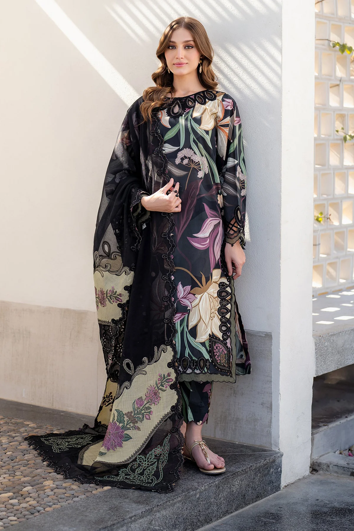 BAROQUE -3 Piece Unstitched Embroidered Lawn Suit | SF-4090