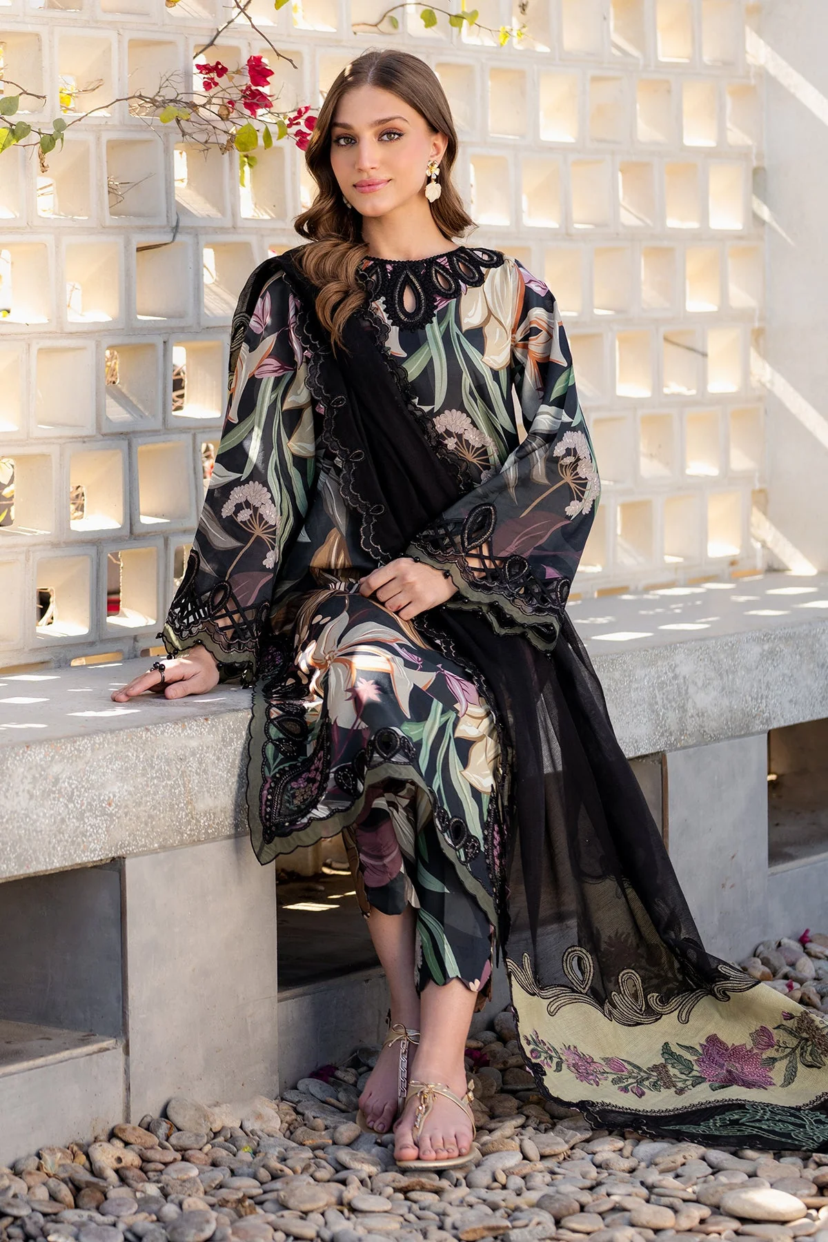 BAROQUE -3 Piece Unstitched Embroidered Lawn Suit | SF-4090 - Image 3