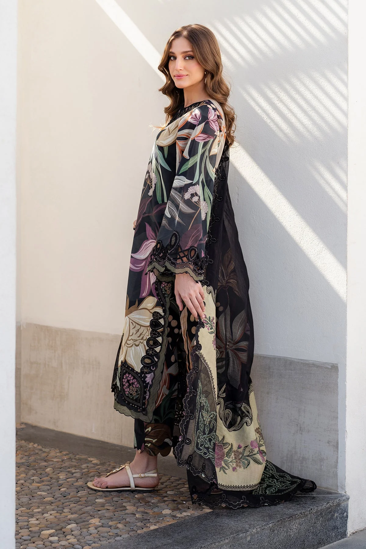 BAROQUE -3 Piece Unstitched Embroidered Lawn Suit | SF-4090 - Image 7