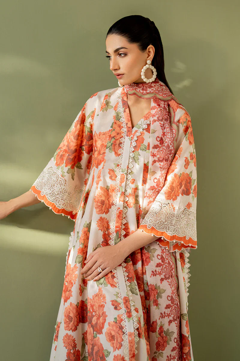 Baroque Collection Luxury LAWN Embroidered 3 Piece Unstitched -PR-1147 - Image 2