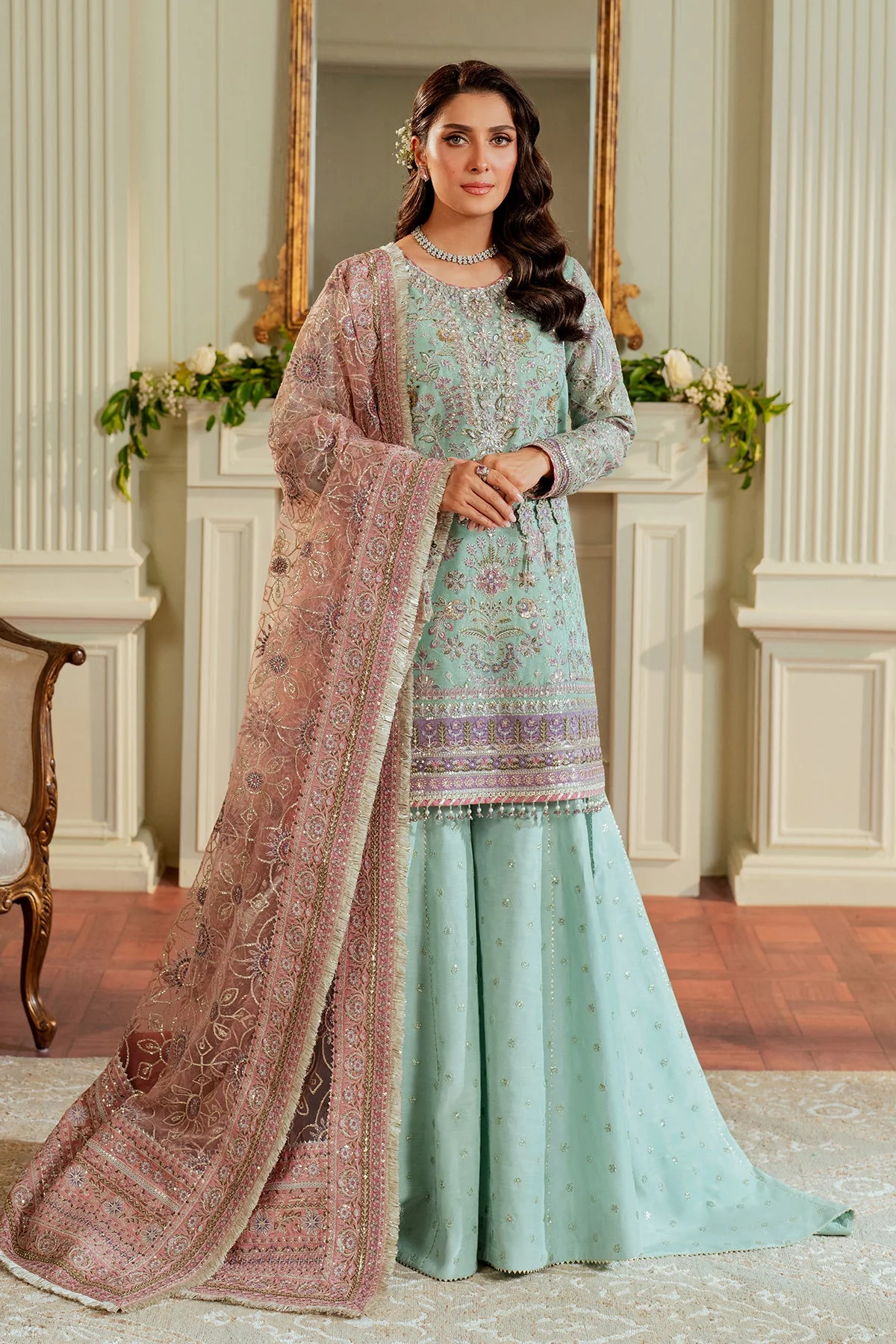 BAROQUE - EMBROIDERED NET CH13-08 UNSTITCHED