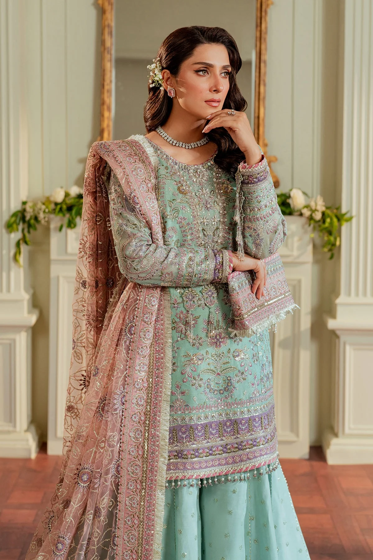 BAROQUE - EMBROIDERED NET CH13-08 UNSTITCHED - Image 17