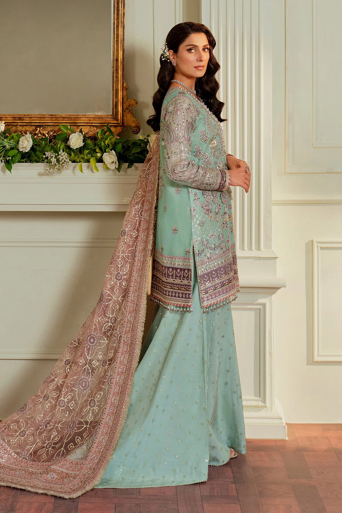 BAROQUE - EMBROIDERED NET CH13-08 UNSTITCHED - Image 18