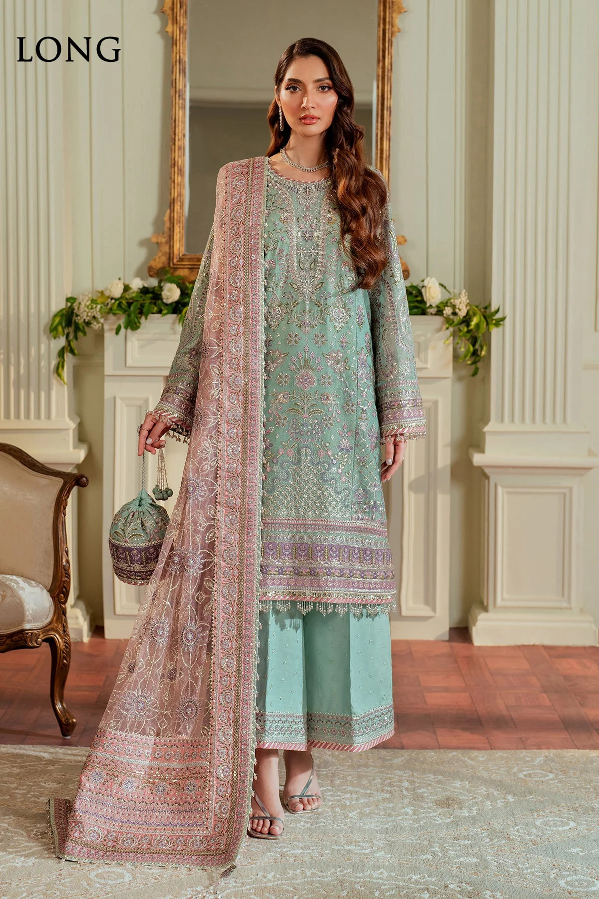 BAROQUE - EMBROIDERED NET CH13-08 UNSTITCHED - Image 2
