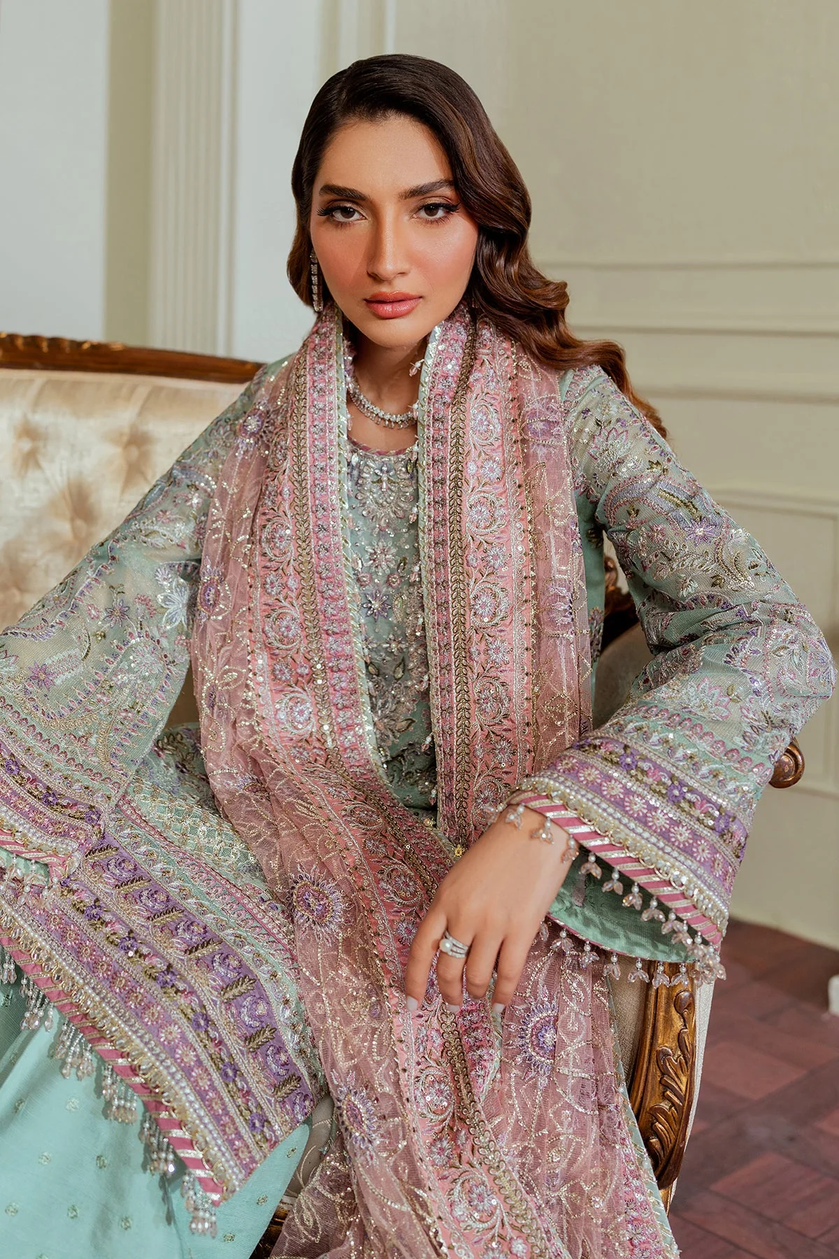 BAROQUE - EMBROIDERED NET CH13-08 UNSTITCHED - Image 21