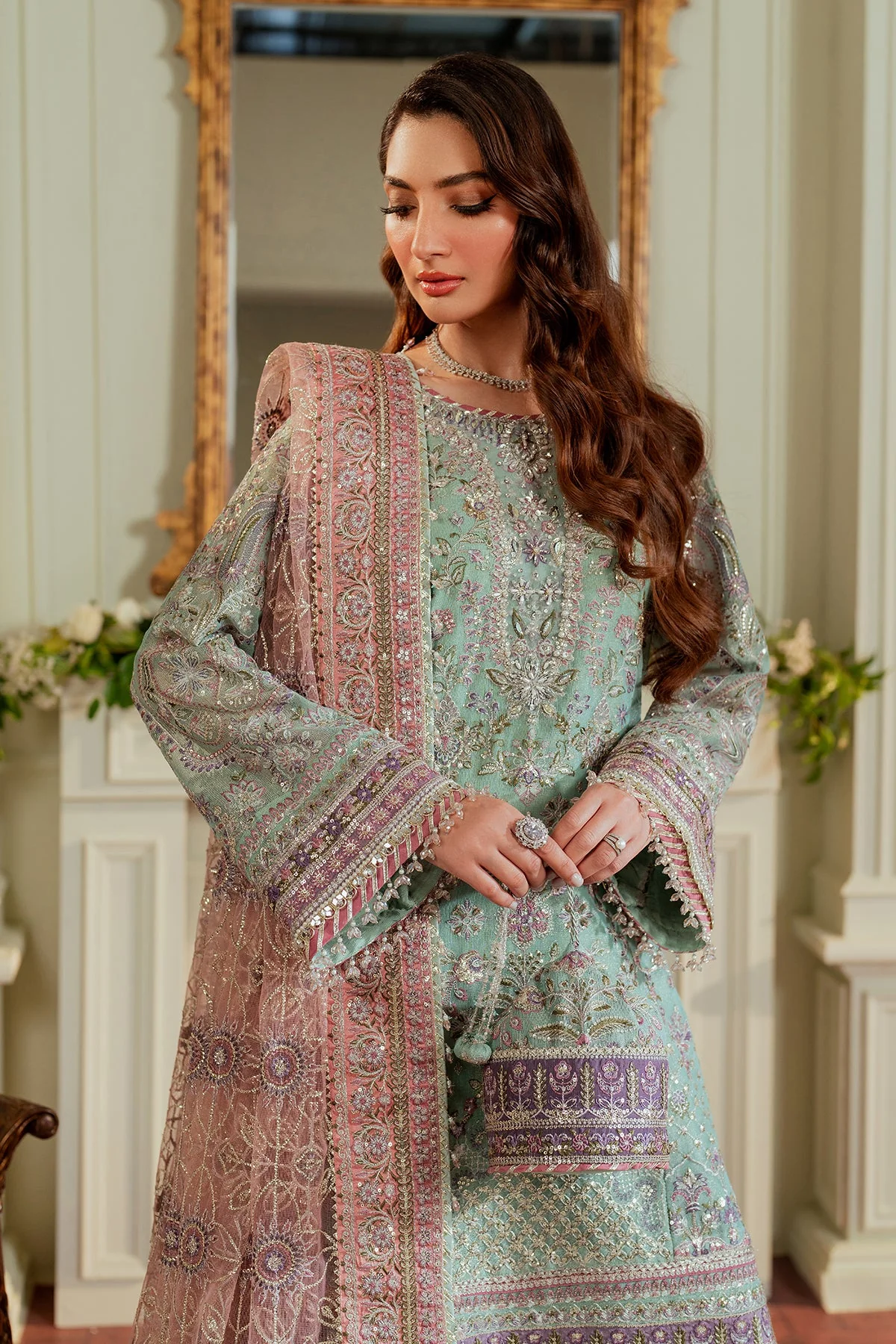 BAROQUE - EMBROIDERED NET CH13-08 UNSTITCHED - Image 22