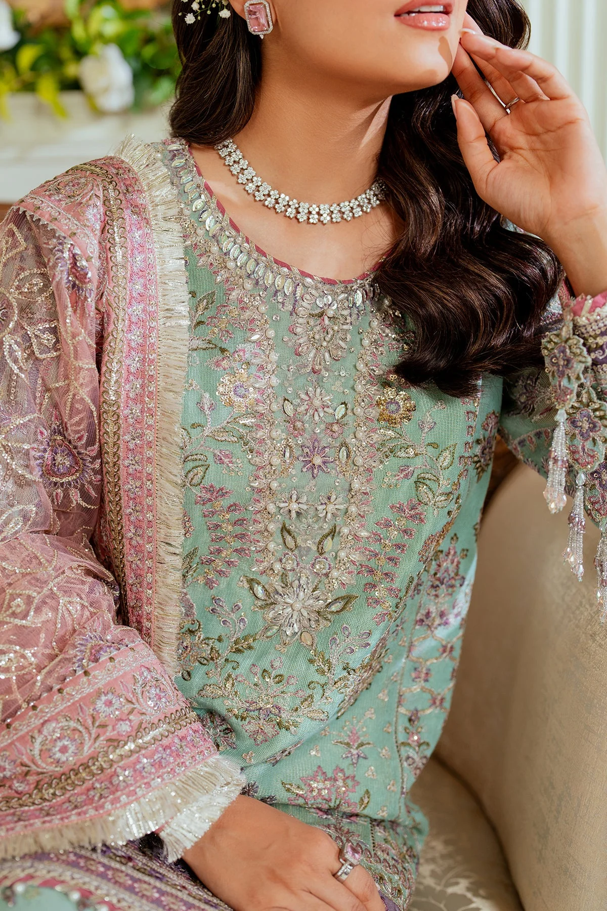 BAROQUE - EMBROIDERED NET CH13-08 UNSTITCHED - Image 26