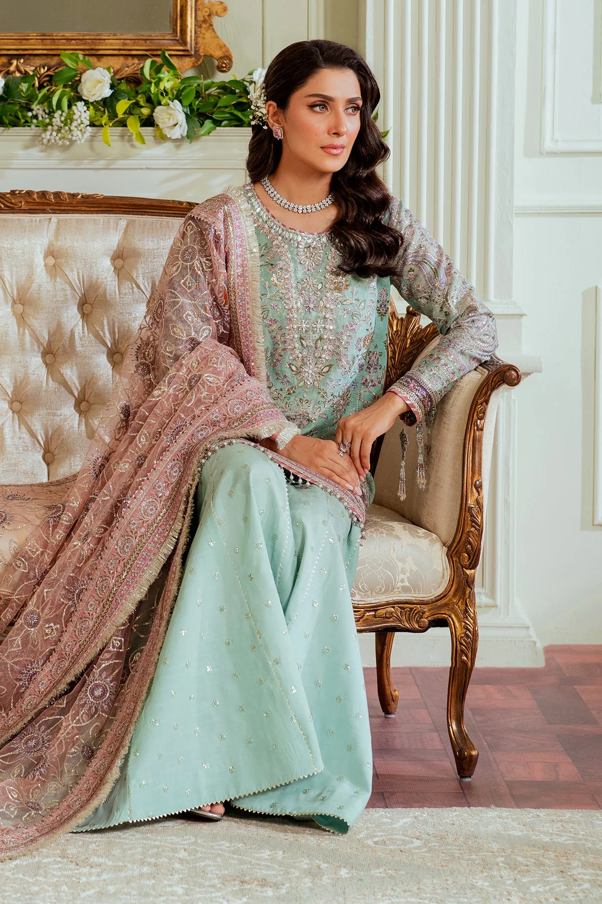 BAROQUE - EMBROIDERED NET CH13-08 UNSTITCHED - Image 27