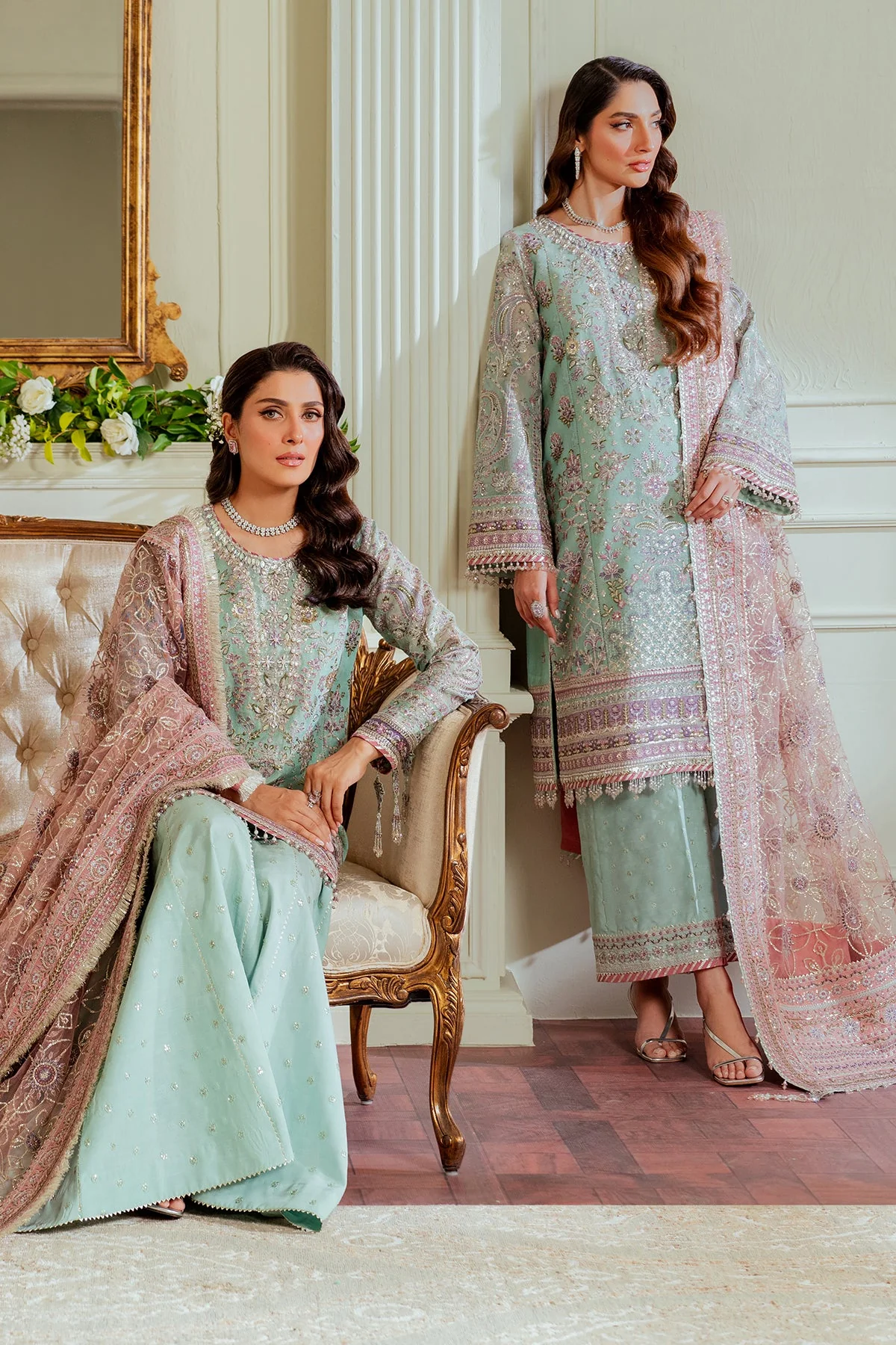 BAROQUE - EMBROIDERED NET CH13-08 UNSTITCHED - Image 3