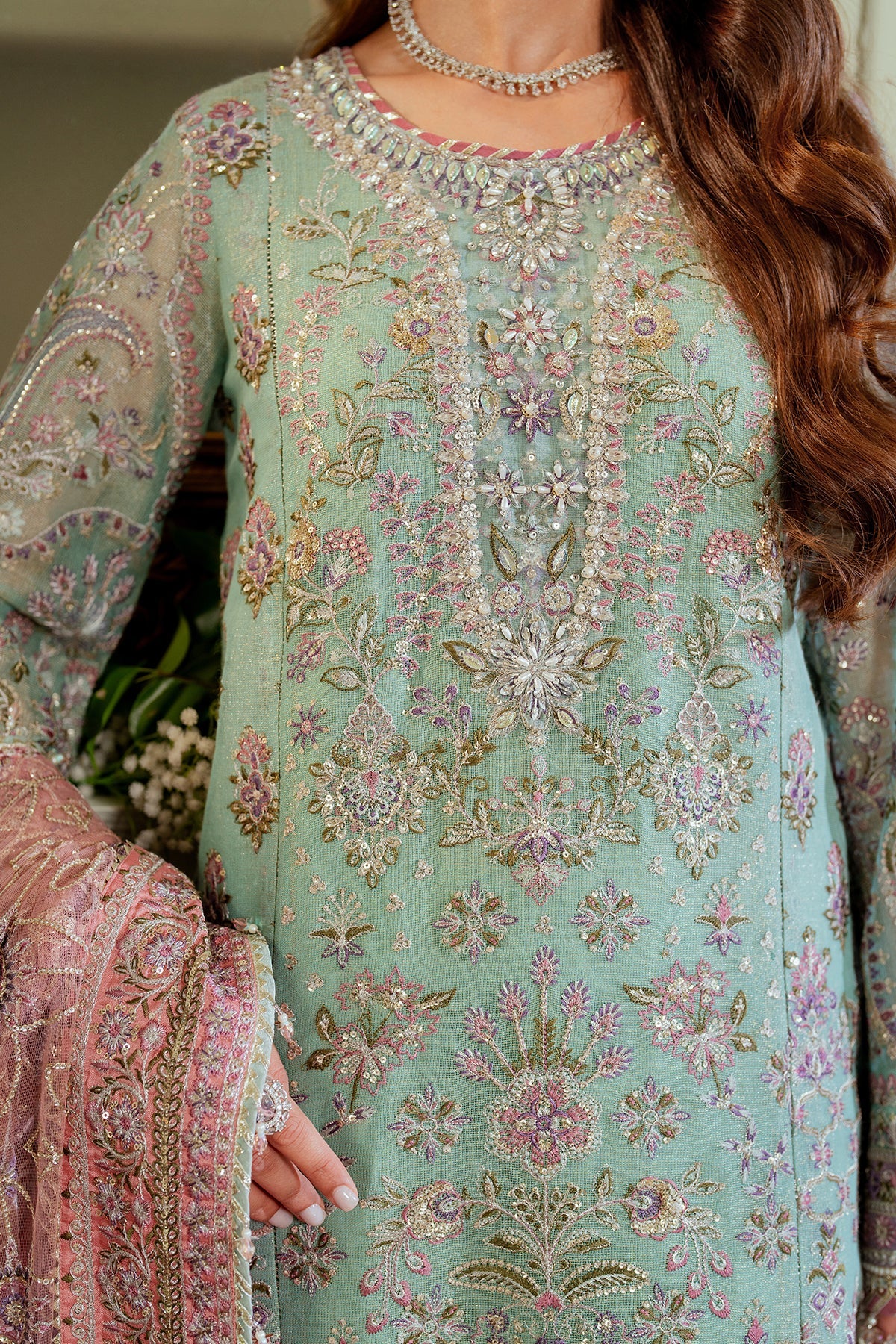 BAROQUE - EMBROIDERED NET CH13-08 UNSTITCHED - Image 8