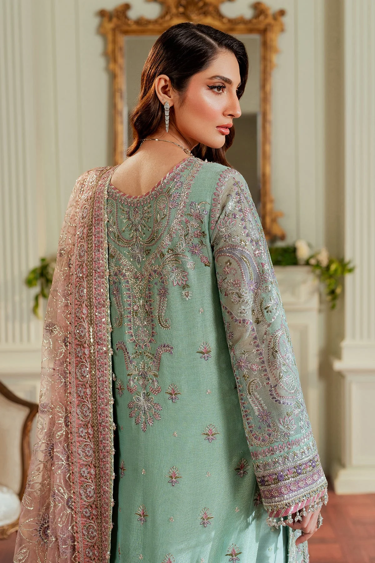 BAROQUE - EMBROIDERED NET CH13-08 UNSTITCHED - Image 9